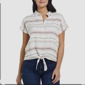 Weatherproof Vintage Women's Multicolor Striped Button-Down Shirt Size S